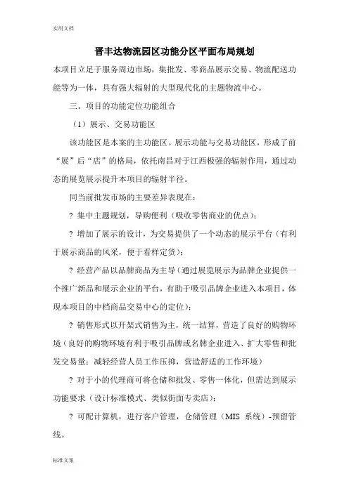 晋丰达物流园区功能分区平面布局规划