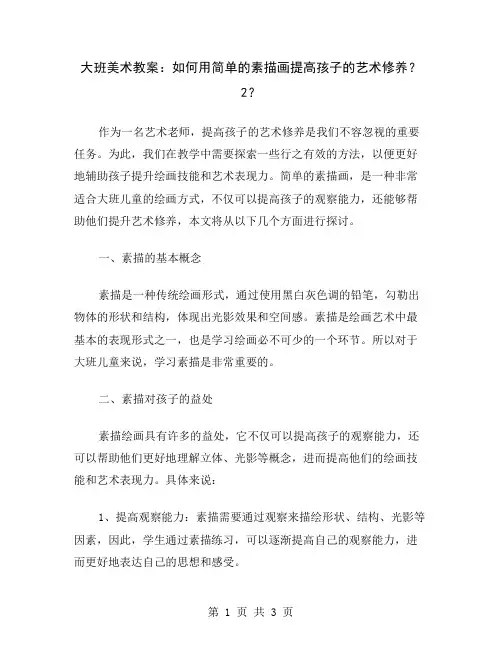 大班美术教案：如何用简单的素描画提高孩子的艺术修养？2