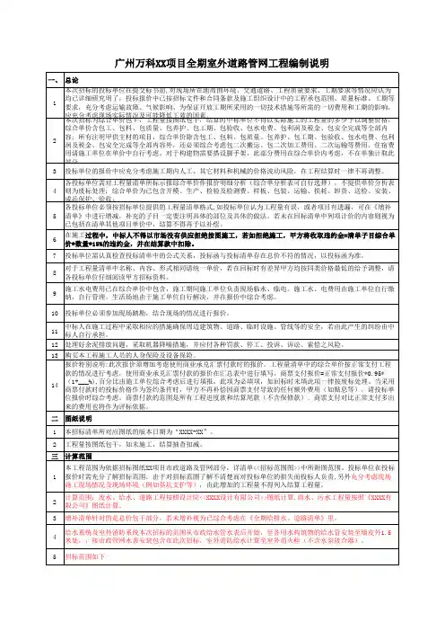 万科xx项目全期室外道路管网工程模拟工程量清单