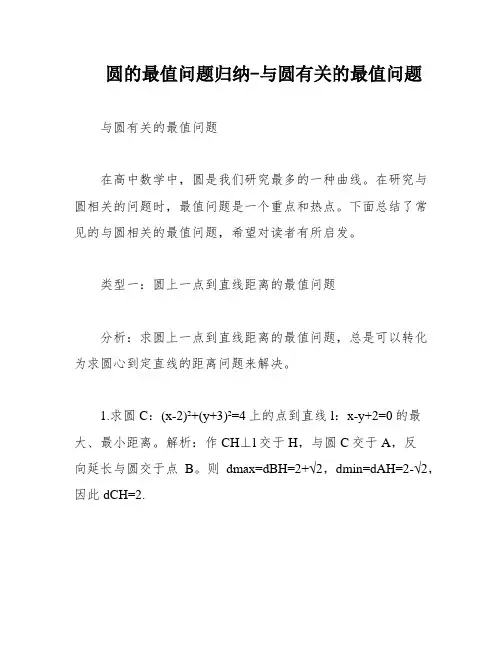 圆的最值问题归纳-与圆有关的最值问题