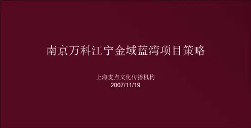 万科-南京江宁万科金域蓝湾地产项目策略方案终稿-155PPT