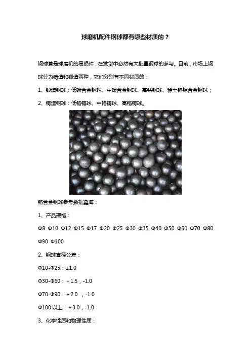 球磨机配件钢球都有哪些材质的？
