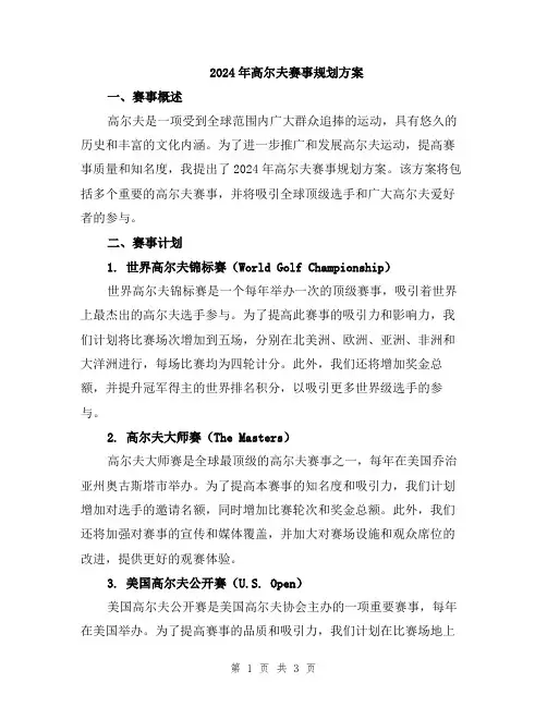 2024年高尔夫赛事规划方案