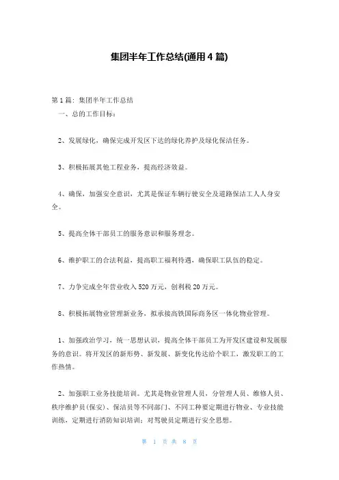 集团半年工作总结(通用4篇)