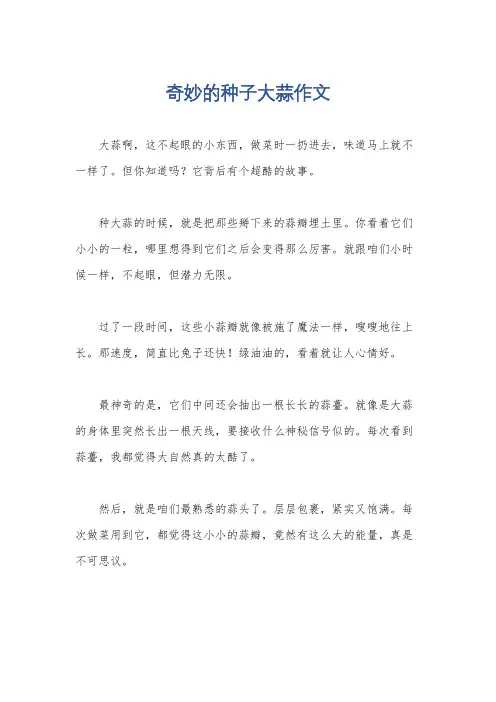 奇妙的种子大蒜作文