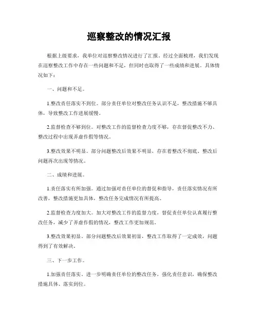巡察整改的情况汇报