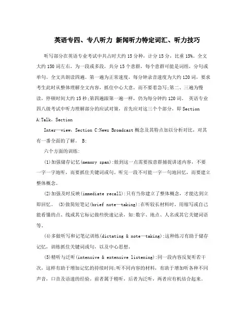 英语专四、专八听力新闻听力特定词汇、听力技巧