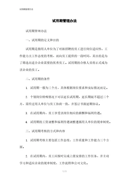 试用期管理办法