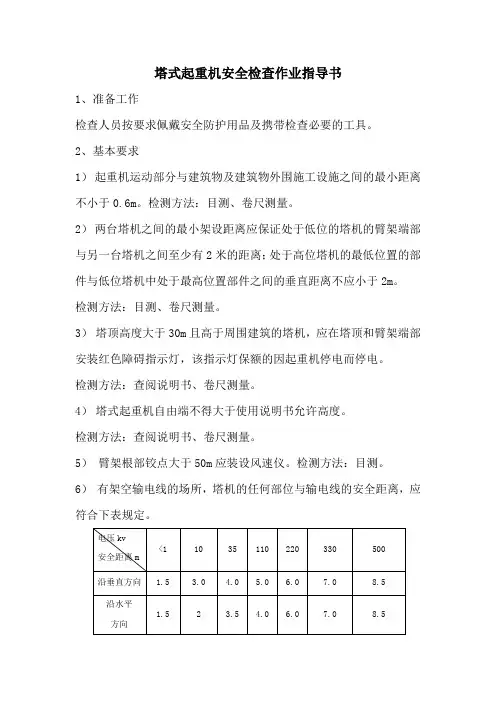 塔式起重机安全检查作业指导书