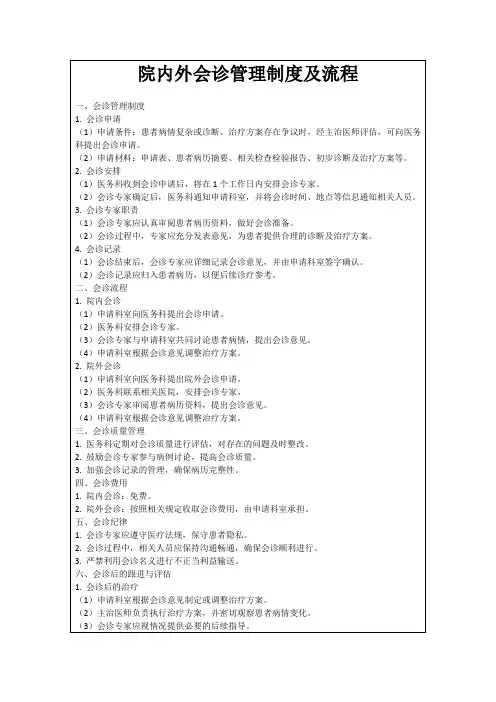 院内外会诊管理制度及流程