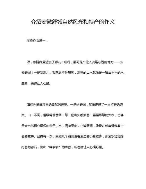 介绍安徽舒城自然风光和特产的作文