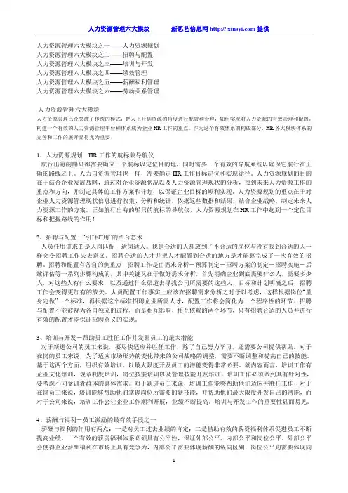 人力资源管理六大模块