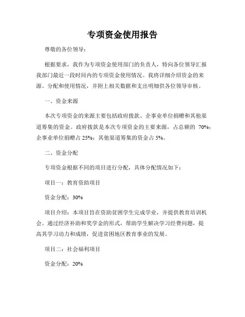 专项资金使用报告