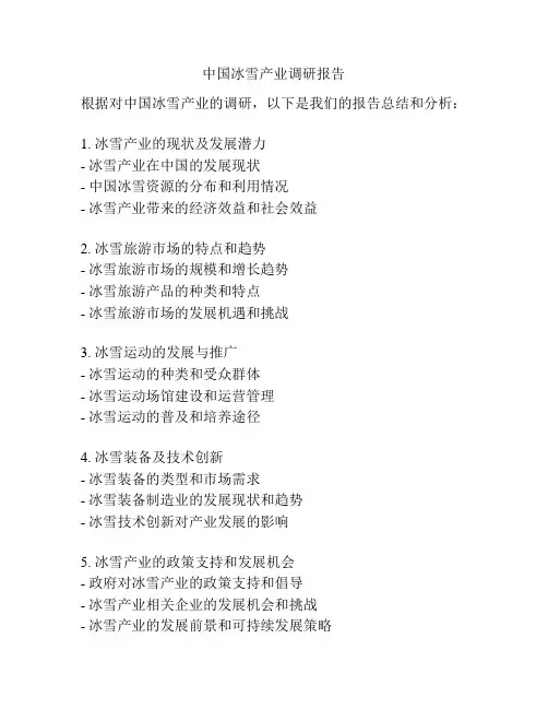 中国冰雪产业调研报告