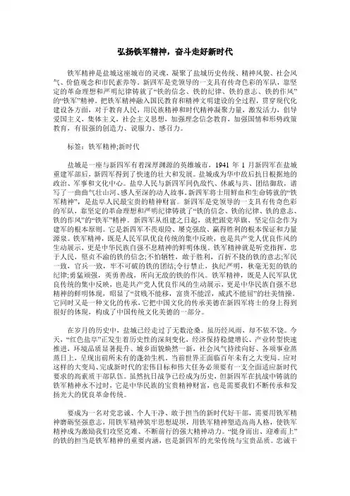 弘扬铁军精神,奋斗走好新时代