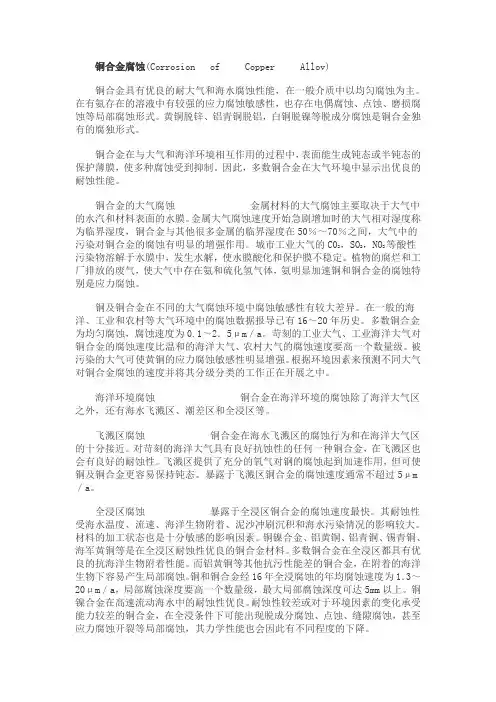 铜合金腐蚀