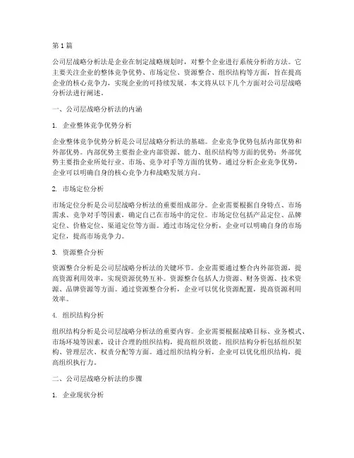 一_公司层战略分析法(2篇)