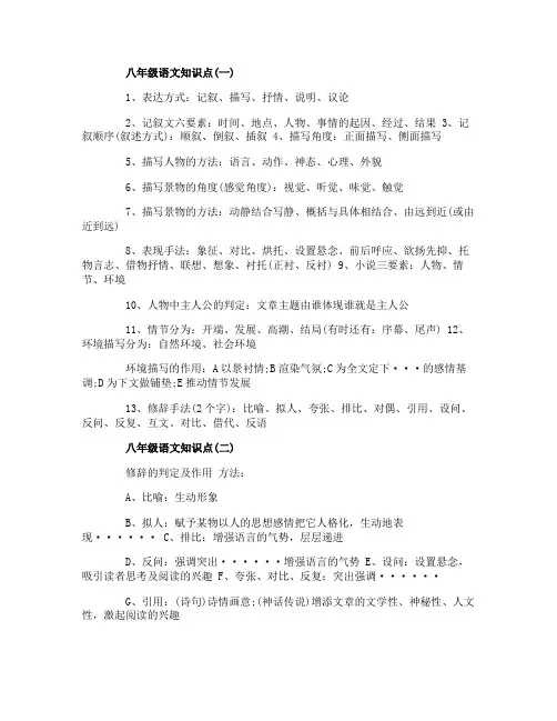 八年级上册语文知识点总结