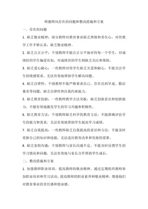 师德师风存在的问题和整改措施和方案
