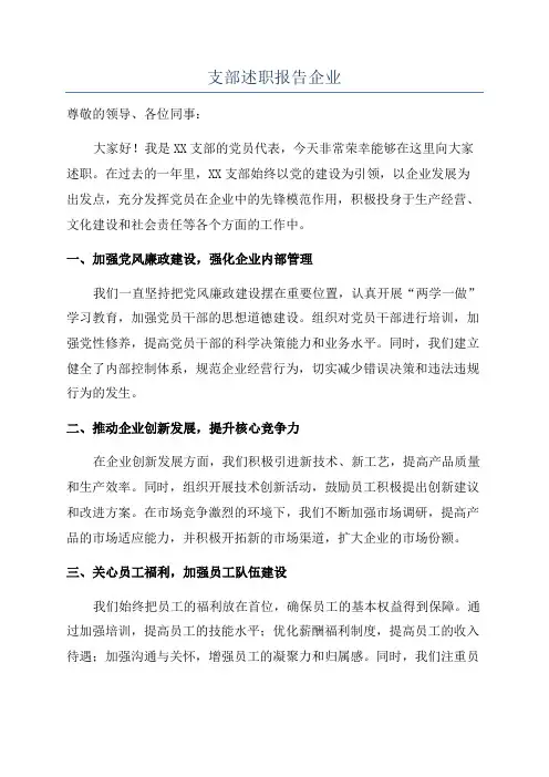 支部述职报告企业