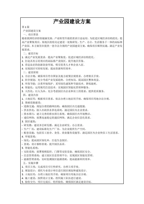 产业园建设方案