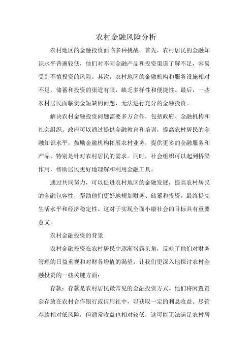 农村金融风险分析