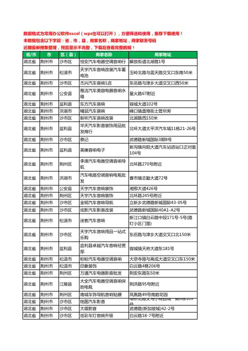 2020新版湖北省荆州市汽车影音工商企业公司商家名录名单黄页联系电话号码地址大全41家
