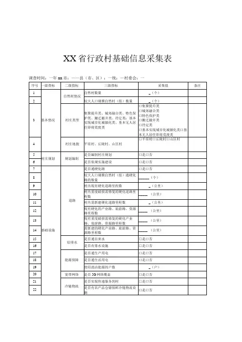行政村与农户基础信息采集表