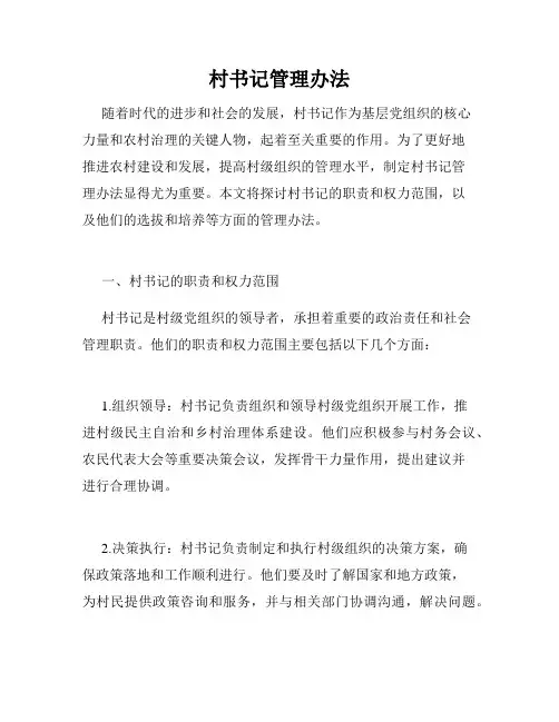 村书记管理办法