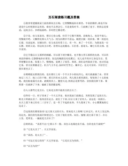 丑石阅读练习题及答案