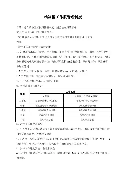 洁净区工作服管理制度