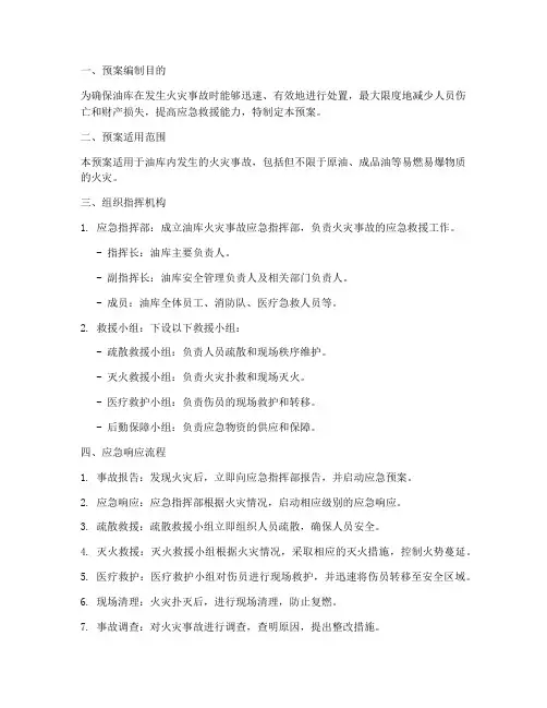 油库火灾事故救援应急预案
