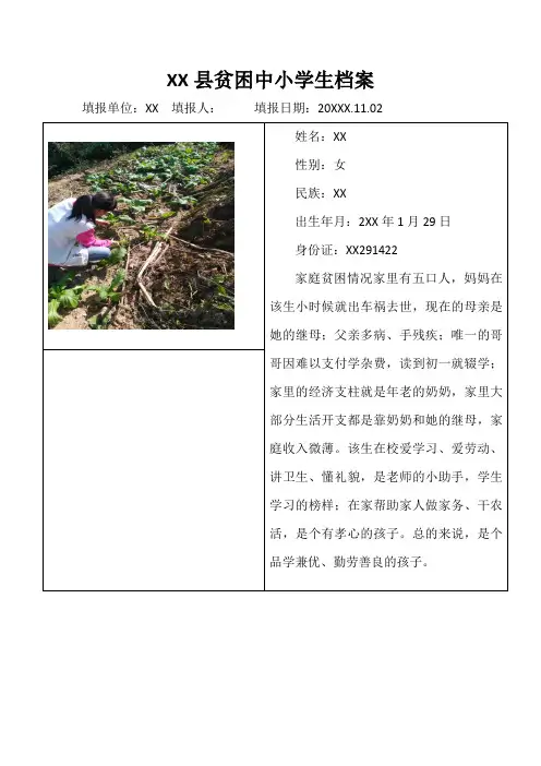 XX县贫困中小学生档案3