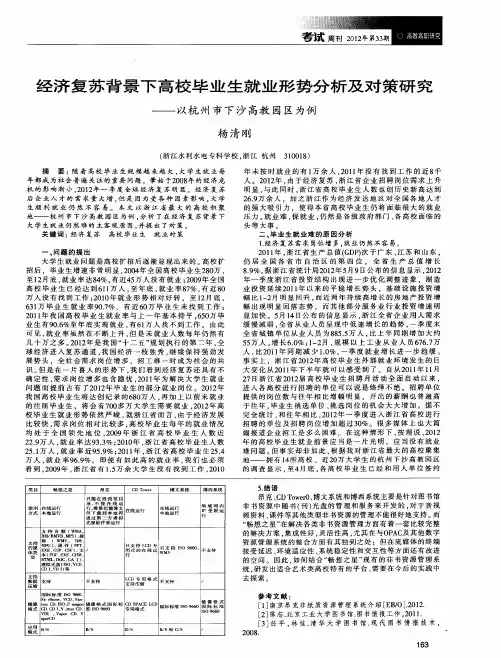 经济复苏背景下高校毕业生就业形势分析及对策研究——以杭州市下沙高教园区为例