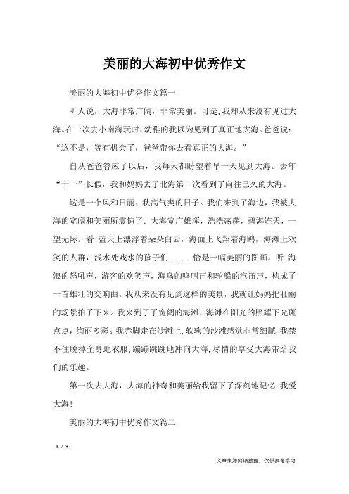 美丽的大海初中优秀作文_描写作文