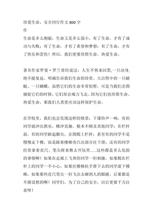 珍爱生命,安全同行作文800字