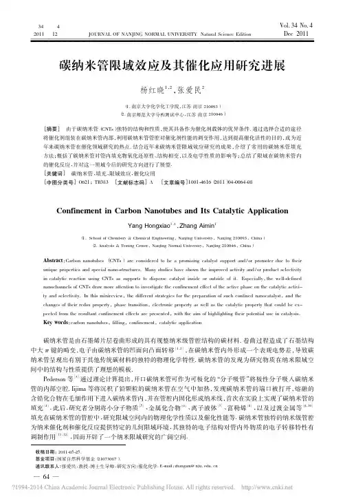 碳纳米管限域效应及其催化应用研究进展_杨红晓