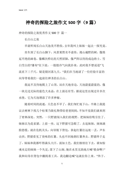 神奇的探险之旅作文500字(9篇)