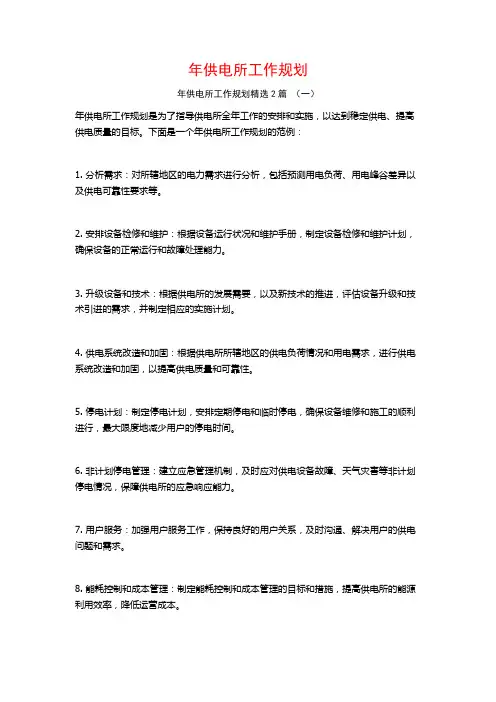 年供电所工作规划2篇