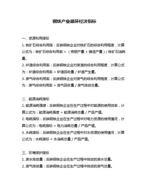 钢铁产业循环经济指标