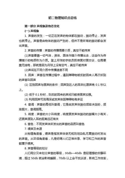 初二物理知识点总结
