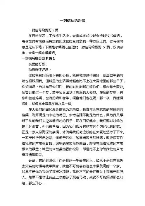 一封信写给哥哥5篇