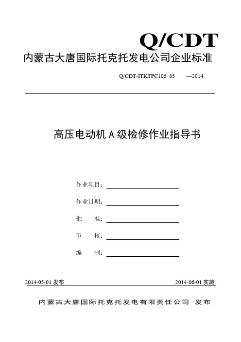 高压电动机A级检修作业指导书教材