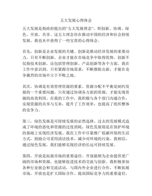 五大发展心得体会