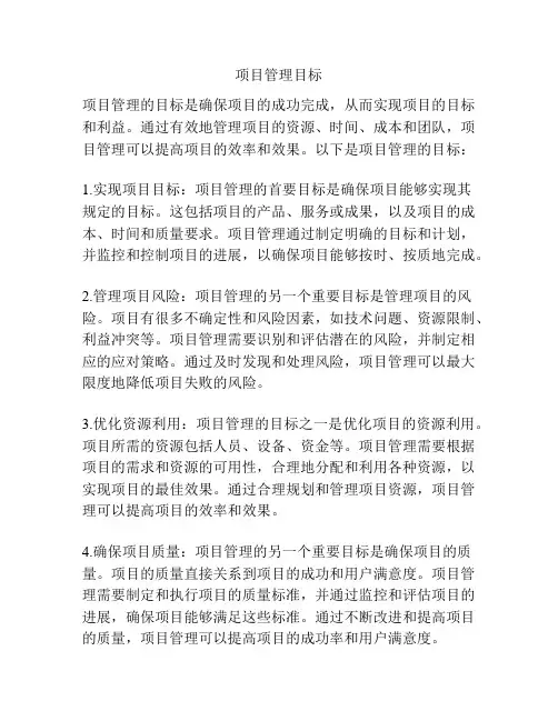 项目管理目标