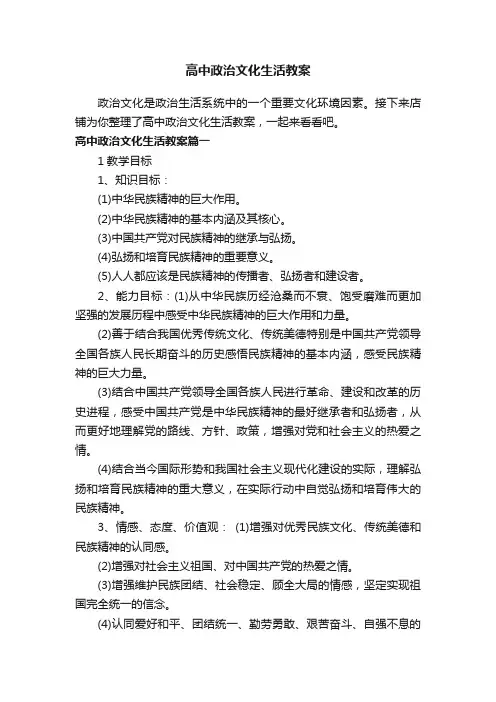 高中政治文化生活教案