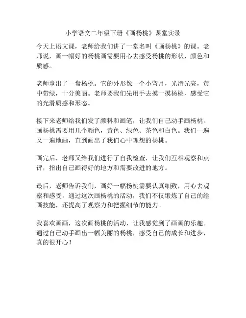 小学语文二年级下册《画杨桃》课堂实录