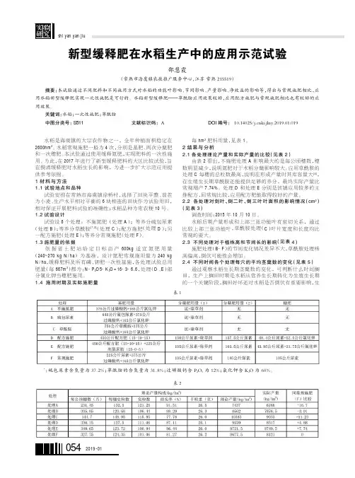 新型缓释肥在水稻生产中的应用示范试验
