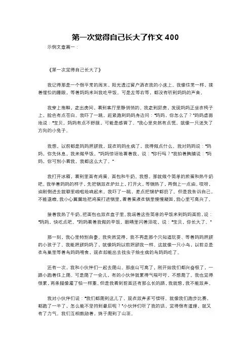 第一次觉得自己长大了作文400