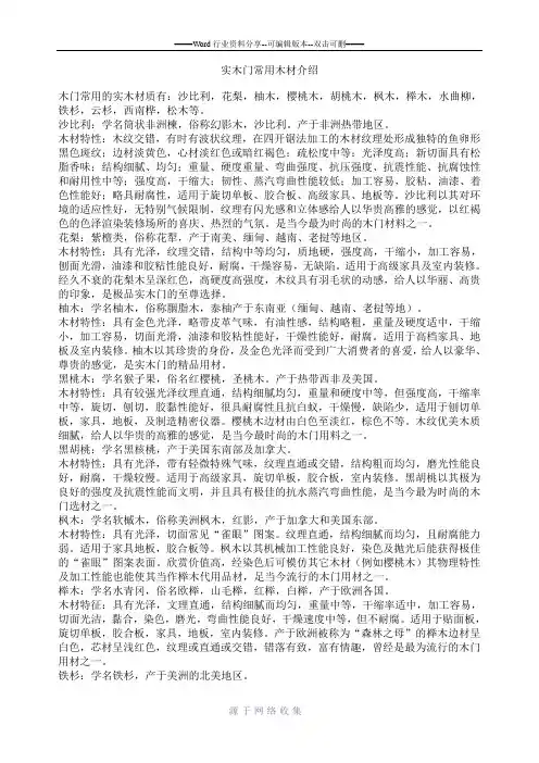 实木门常用木材介绍